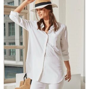 Lysse Shirt White Schiffer Button Down Long Sleeve Dressy Career Large